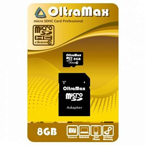 MicroSD 8Gb OltraMax Class 10 +SD adapter (УЦЕНКА) тех.пак.