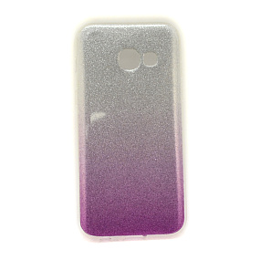 Силиконовый чехол для Samsung A320 Galaxy A3 (2017) Glamour серебро/фиолетовый