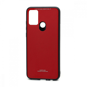 Силиконовый чехол Honor 9A со стеклянной вставкой красный