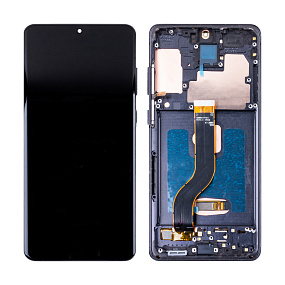 Дисплей для телефона Samsung G985F (S20+) модуль с рамкой Черный - (OLED) (Full Size)