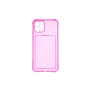 Кейс iPhone 14 Pro Max силикон с визитницей прозрачный розовый