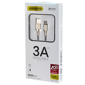 Дата кабель micro USB - USB Dudao L7 1м 3A серый