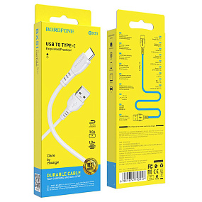 Дата кабель Type-C - USB Borofone BX51 3A 1м белый,(УЦЕНКА) тех.пак