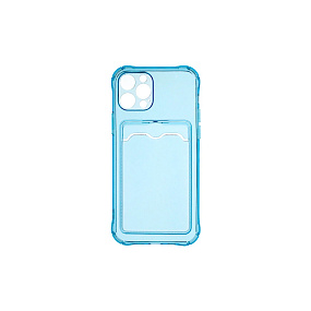 Кейс iPhone 14 Pro Max силикон с визитницей прозрачный голубой