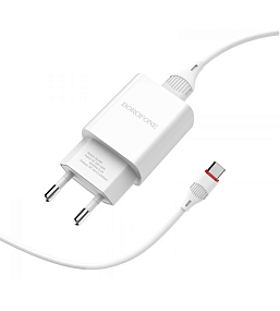 СЗУ+ Type-C Borofone BA20A 1 выход 2.1А белый