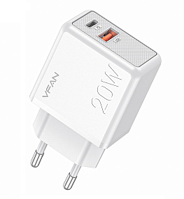 СЗУ-USB/Type-C VFan E14 2 выхода PD20W белый