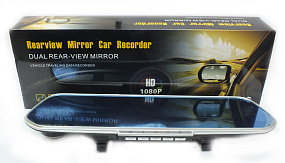 ВидеоРегистратор в зеркале заднего вида L658 (720P) + выносная камера,серебро
