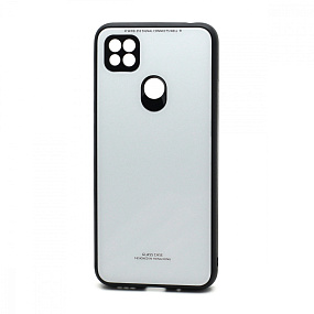 Силиконовый чехол Xiaomi Redmi 9C со стеклянной вставкой белый