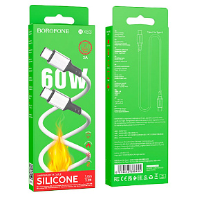 Дата кабель Type-C - Type-C Borofone BX83 60W 3A 1м белый