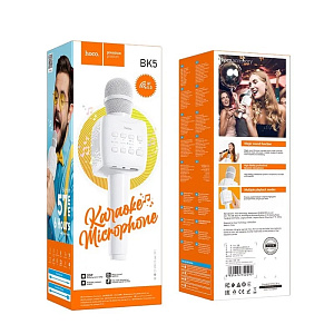 Микрофон Hoco BK5 беспр/караоке белый