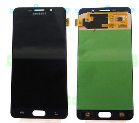 Дисплей для телефона Samsung A710F (A7 2016) в сборе с тачскрином Черный - AAA (AMOLED)