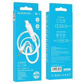 Кабель 3.5mm Jack (папа) - Lightning Borofone BL14 1м белый