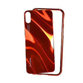Бампер iPhone X/Xs + заднее стекло красный (УЦЕНКА) отсутствует стекло
