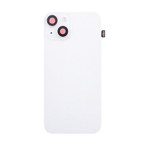 Задняя крышка iPhone 14 (стекло) белый в сборе со стеклом камеры и креплением orig fabric