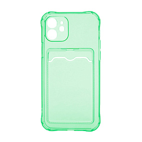 Кейс iPhone 11 силикон с визитницей прозрачный зеленый