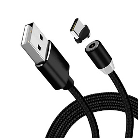 Дата кабель micro USB - USB магнитный (черный) 1м