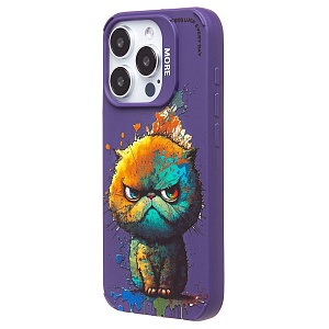 Кейс iPhone 15 Pro Max силикон SC335 (кот) фиолетовый