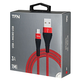 Дата кабель micro USB - USB TFN Forza CFZMICUSB1MRD 3A 1м черно-красный