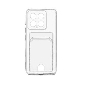 Силиконовый чехол Xiaomi 14 с визитницей прозрачный