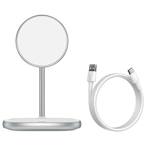 Dock станция 2 в 1 Baseus Swan Magnetic Wireless Charger WXSW-02 белая(УЦЕНКА)не товарный вид