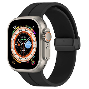 Ремешок для Apple Watch W29 42/44/45/49 mm силикон на магните черный
