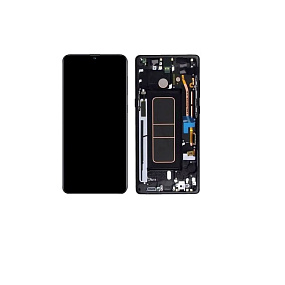Дисплей для Sam A530F/DS(A8 2018) в рамке (черный) ориг 100%