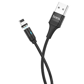 Дата кабель lightning - USB Hoco U76 1.2м 2.0А магнитный с индикатором черный
