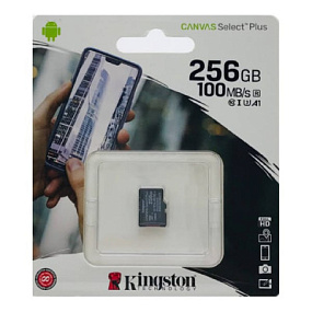 MicroSD 256Gb Kingston Class 10 Canvas Select Plus A1 100MB/s без адаптера