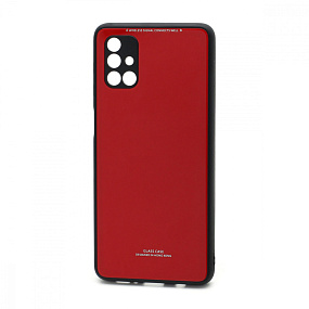 Силиконовый чехол для Samsung M515 Galaxy M51 со стеклянной вставкой красный