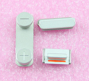 Толкатель кнопки вкл iPhone 5 набор 3шт. (вкл.,громкость, блокировка) Серебро