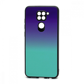Задняя накладка Xiaomi Redmi Note 9 стекло Gradient (004) сине-голубой