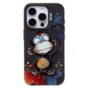 Кейс iPhone 15 Pro силикон SC335 (обезьяна) черный