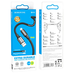 Дата кабель lightning - USB Borofone BX82 2.4A 1м черный