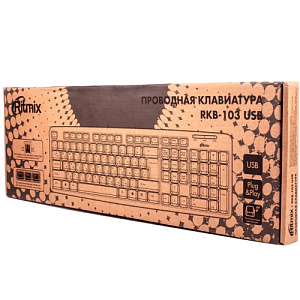 Клавиатура Ritmix RKB-103 USB влагоустойчивая 3 дополнительных клавиши черная 