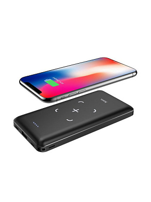 Портативное зарядное устройство Hoco J50 Lightning/USB/M10000mAh с функцией беспров. зарядки, черный