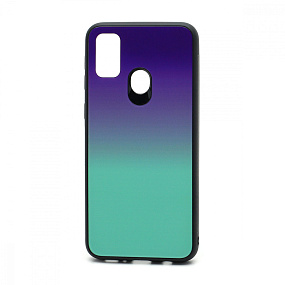 Задняя накладка для Samsung M215 Galaxy M21/M30s стекло Gradient (004) сине-голубой