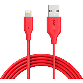 Дата кабель lightning - USB Anker A8152 New Nylon 2.4A 1м красный