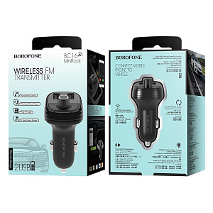 FM-модулятор Borofone BC16  (Bluetooth, MicroSD, 2USB, дисплей) черный