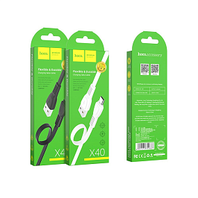 Дата кабель micro USB - USB Hoco X40 2.4A 1м черный