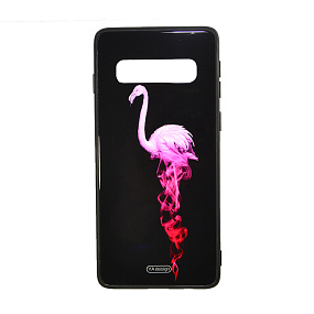 Задняя накладка для Samsung G973 Galaxy S10 стекло YA design фламинго