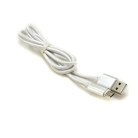 Дата кабель micro USB - USB в переплете металлический 1м серебро тех.упаковка