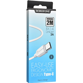 Дата кабель Type-C - USB Borofone BX14 LinkJet 3A 2м белый