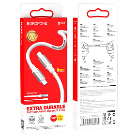 Дата кабель Type-C - Type-C Borofone BX82 60W 3A 1м белый