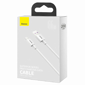 Дата кабель Type-C USB Baseus Superior Series (Catys-A02) 66W 2м 6A белый
