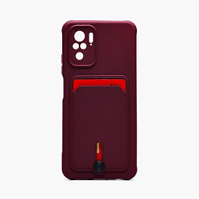Силиконовый чехол Xiaomi Redmi Note 10/10S с визитницей бордовый