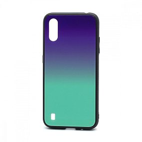 Задняя накладка для Samsung A015/M015 Galaxy A01/M01 стекло Gradient (004) сине-голубой