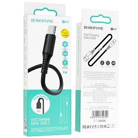 Дата кабель Type-C - USB Borofone BX47 3A 1м черный