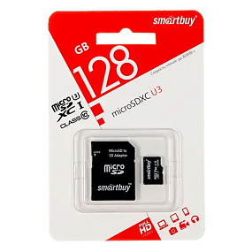 MicroSD 128Gb SmartBuy 10 UHS-I U3 80Mb/s +SD adapter