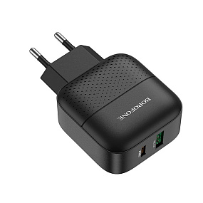 СЗУ-USB-Type-C Borofone BA46A 2 выхода PD20W+QC3.0 3А черный