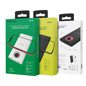 Портативное зарядное устройство Borofone BT16 2USB/Micro/Type-C/беспроводное зу 10000mAh белый